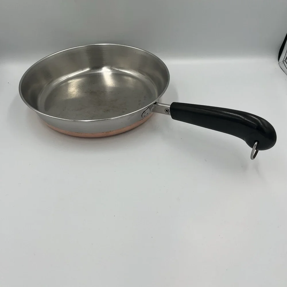 Revere Ware 9 Inch Skillet Fry Pan Copper Bottom Made in USA Vintage - 93a